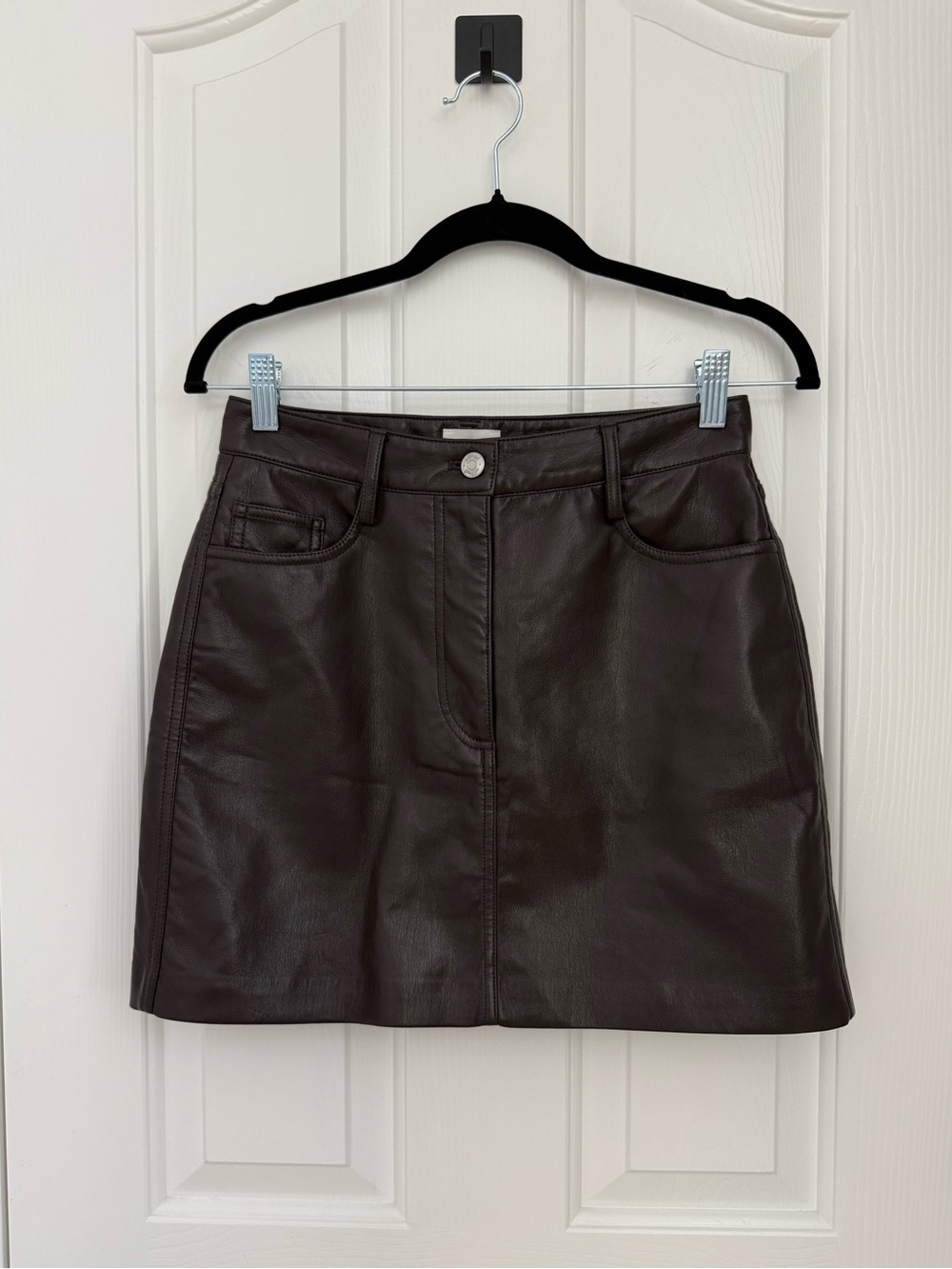 Aritzia Wilfred Chemistry Vegan Leather Skirt in Dark Brown